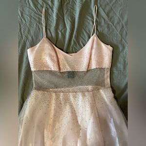 Vintage light pink beaded maxi dress with sheer cut out
